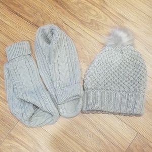 NWOT Warm Cable Knit Pompom Hat & Knee High Socks